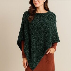 Belk Poncho Green Women's Sweater Fall Casual Comfy Winter Chic Soft Cozy
